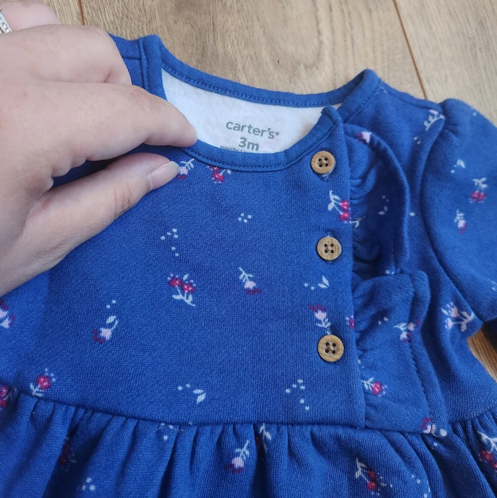 3m Fleece Lined Floral Dress with Bloomers